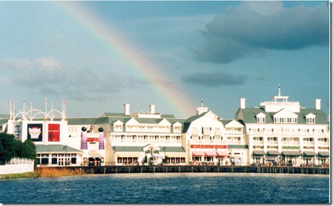 The rainbow over Disney's Boardwalk Resort