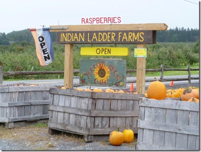 Sign by the Indian Ladder Farms Store