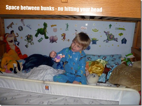 Space between bunks Space between bunks