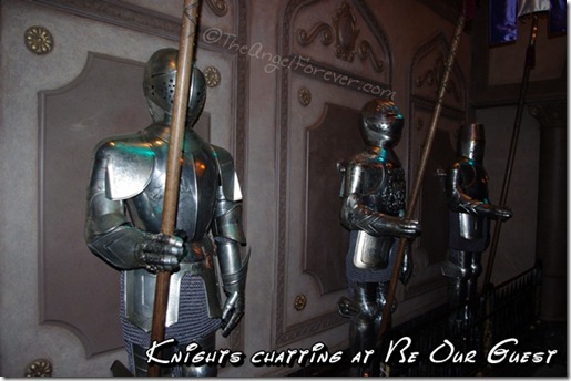 Knights chatting at Be Our Guest Restaurant