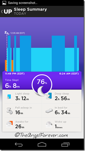 Sleep information on the UP by Jawbone