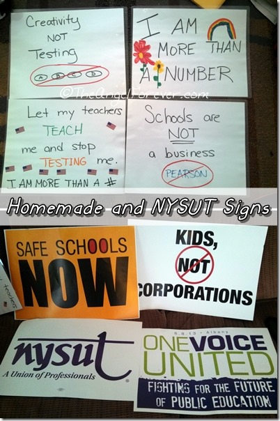 Rally signs from One Voice United for Public Education