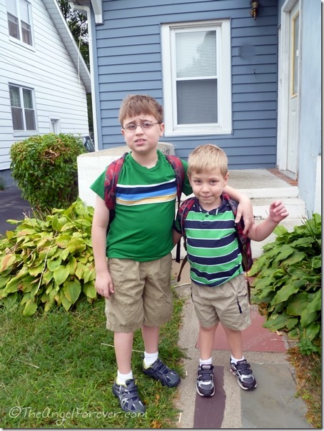 First day of grade 4 and little kindergarten brother