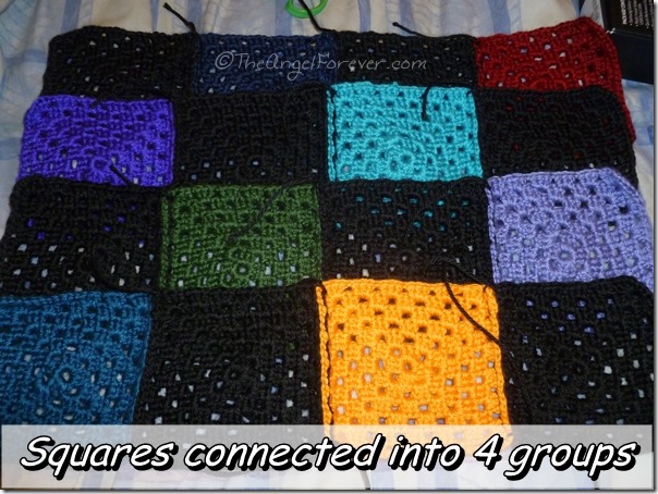 Granny squares into four strips