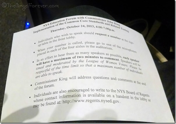 Rules for the NYS Education Forum with Commissioner John King