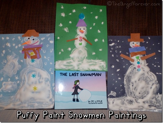 Puffy Paint Snowmen Paintings