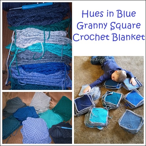 Hues in Blue Granny Square Crochet Blanket