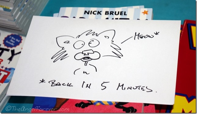 Bad Kitty sign drawn by Nick Bruel