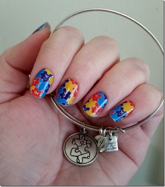 Autism Awareness Jamberry Nails and Bracelet