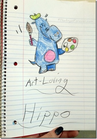 Art Loving Hippo Drawing