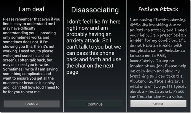 Emergency chat splash screen options