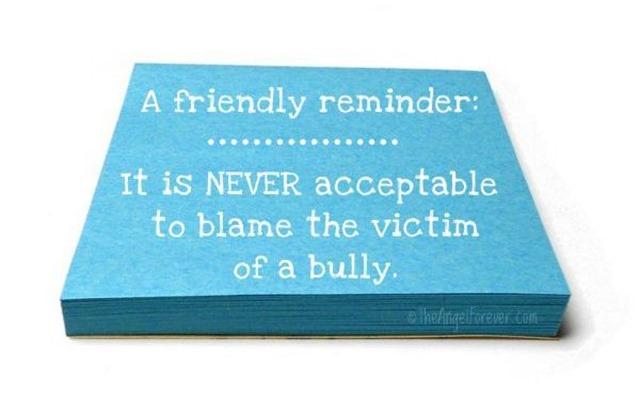 Never blame the victim of a bully