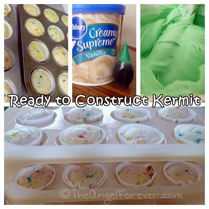 Ready for Kermit Cupcake Construction