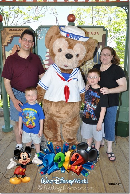 Family photo with Duffy at Epcot