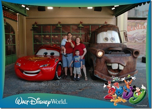 Family photo with Lightning McQueen and Mater