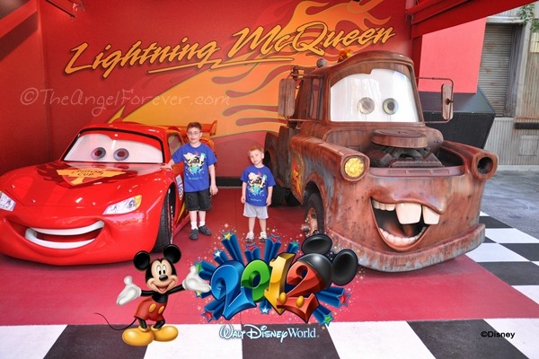 Lightning McQueen and Tow Mater hanging out in Hollywood Studios